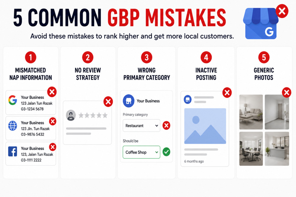 GBP mistakes happened when setting up the profile on Google