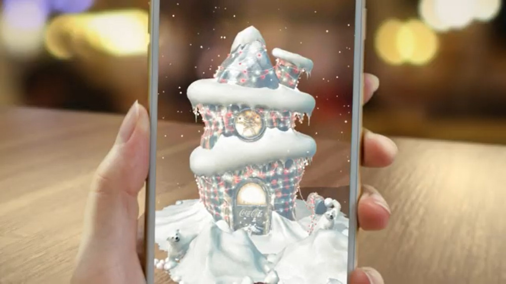 Coca Colas holiday cans AR augmented product