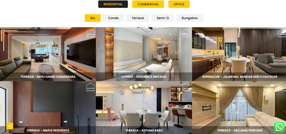 Sample of a visually rich website content marketing for interior designers