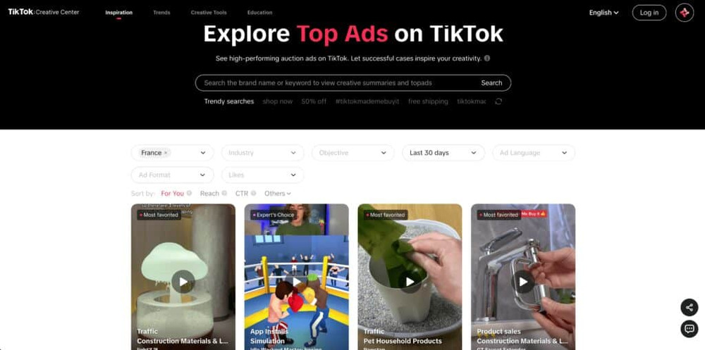 Analysing top performing ads on Tiktok Business Creative Centre tiktok ads manager