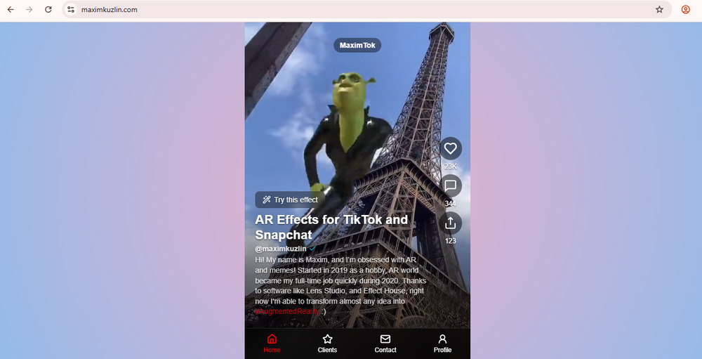 Maxim Kuzlin an example of AR content creator
