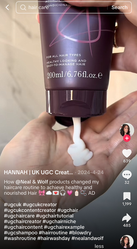 Product packaging UGC for hair cleaning products to influence consumer spending