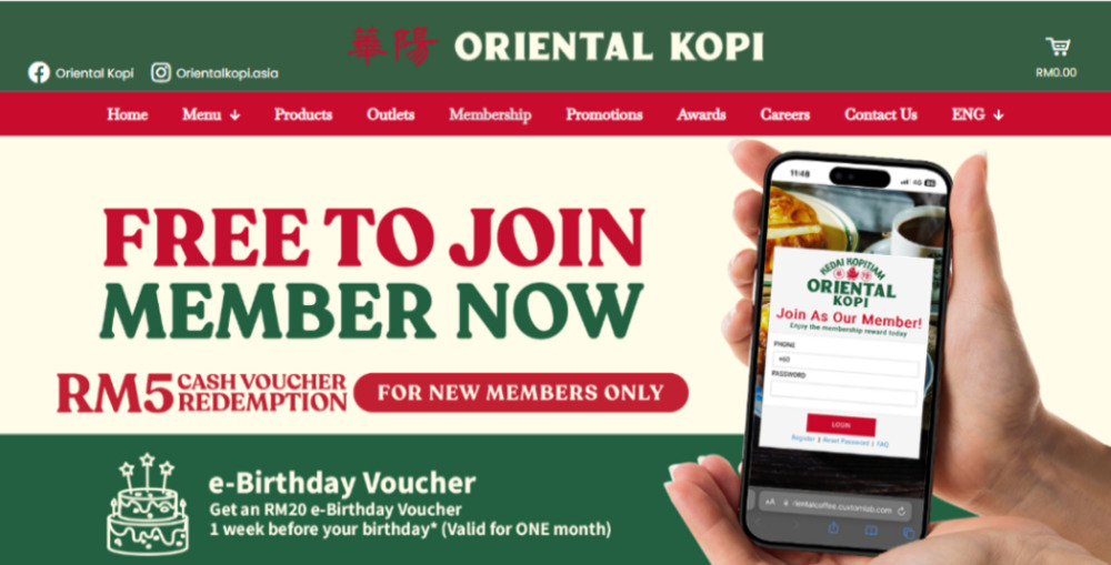 Bold yet minimalist design of Oriental Kopi