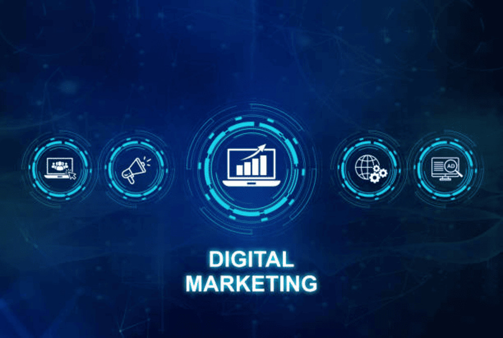 The image illustrates that the digital marketing engrowing and outsourcing others.