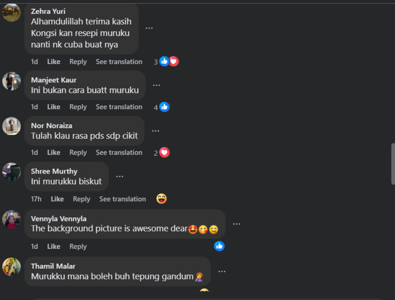 Facebook comment section