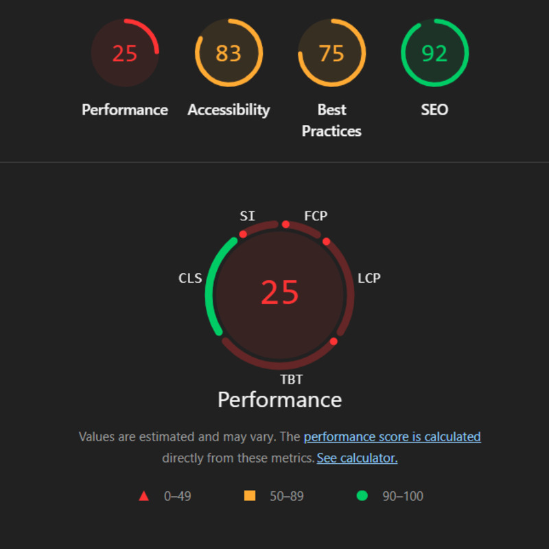 Google Lighthouse Performance report