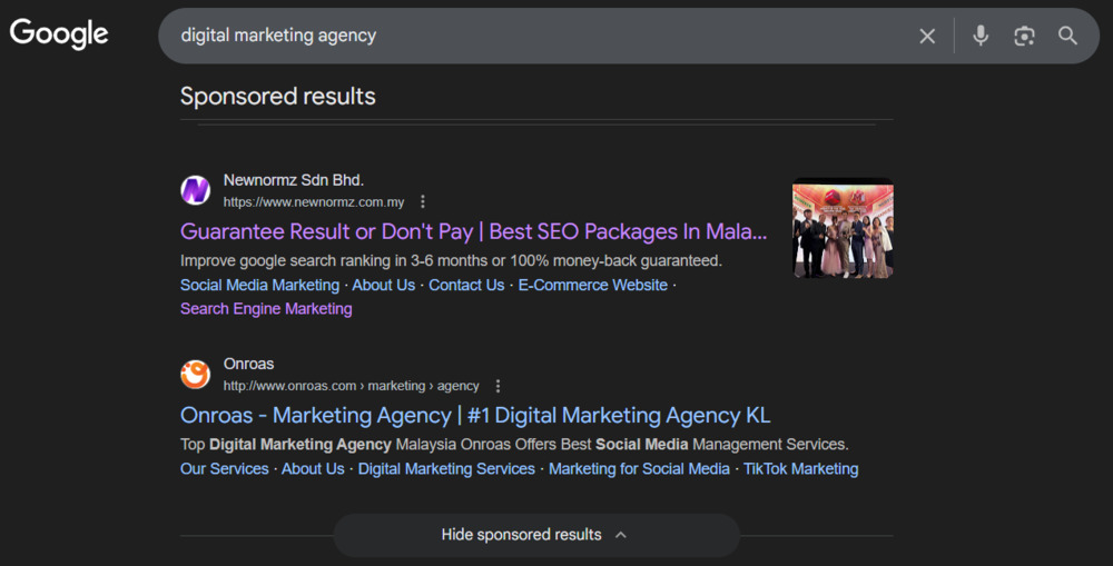 Newnormz’s Google Ads