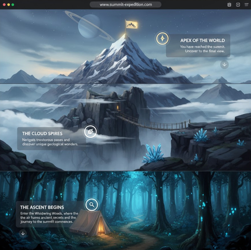 Responsive 3D and spatial storytelling website template design
