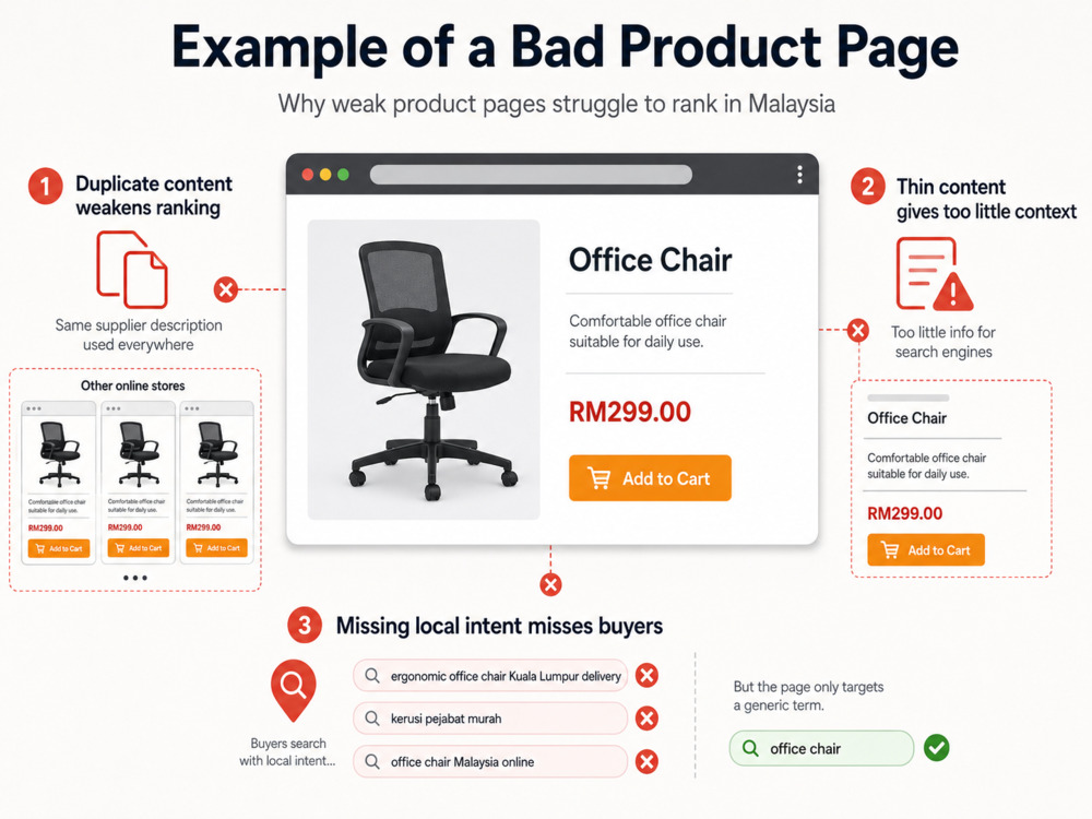Bad example of a product page