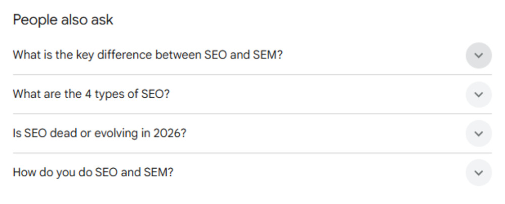 People Also Ask” questions on Google
