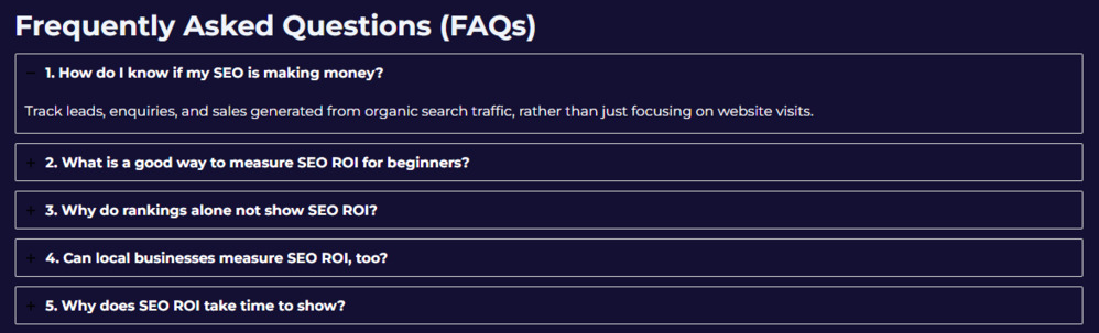 Placement of FAQ Schema at the bottom of article through the agency’s backend
