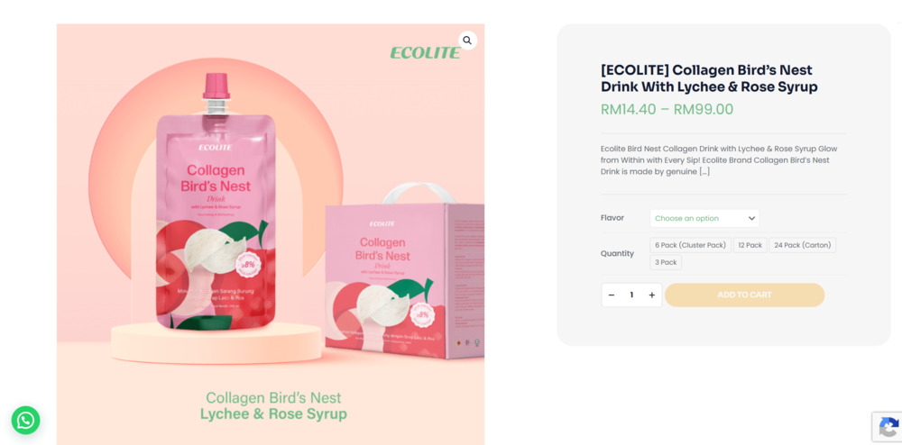 Product pages for Ecolite ecommerce website