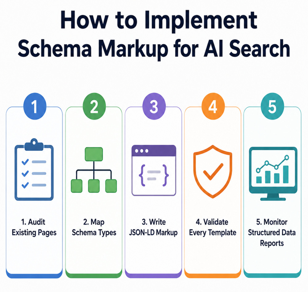 Implementing schema markup for AI search
