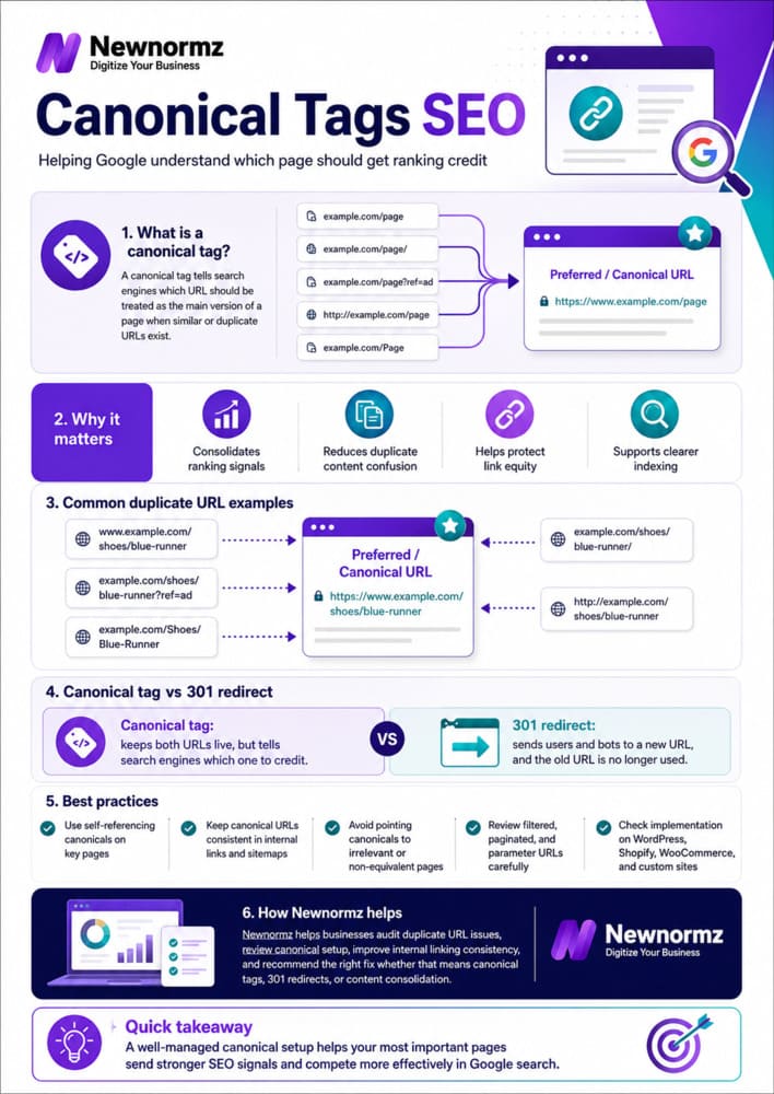 Newnormz’s expertise on managing canonical tags for SEO