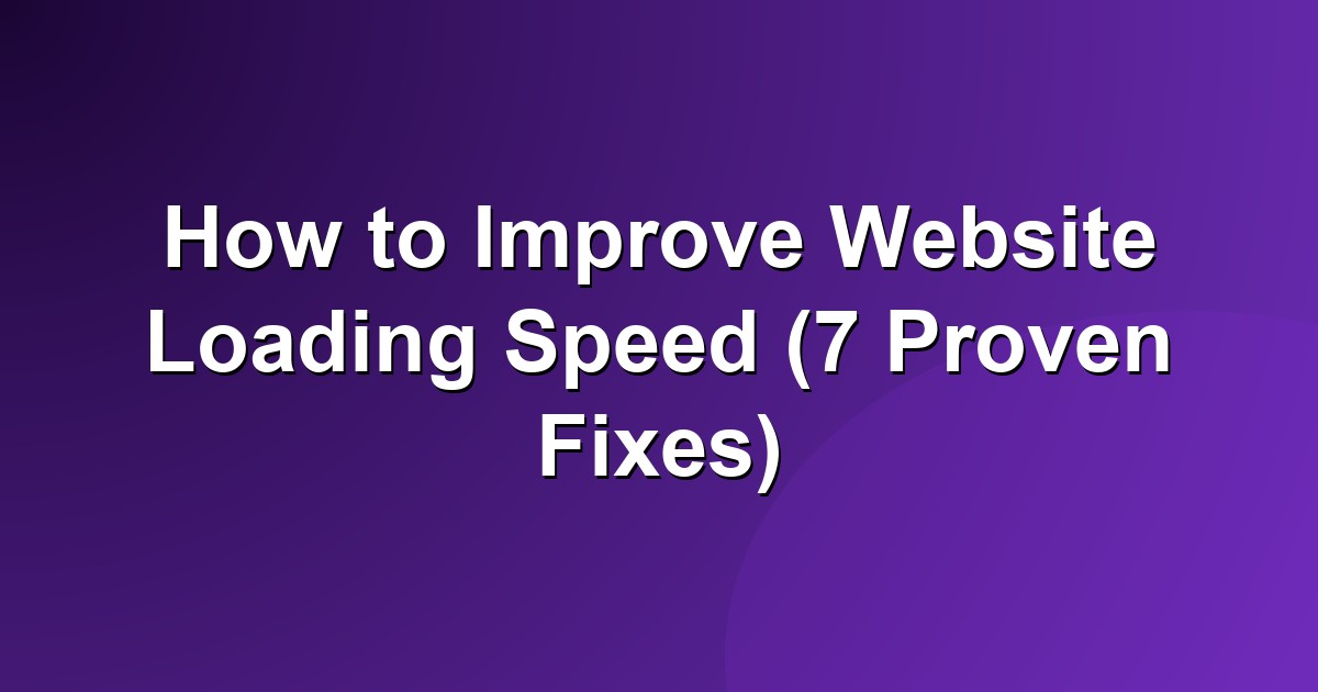 How to improve website loading speed