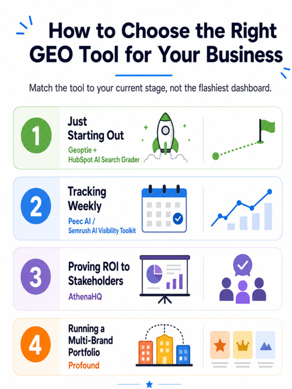 What GEO tool suits current stage of business