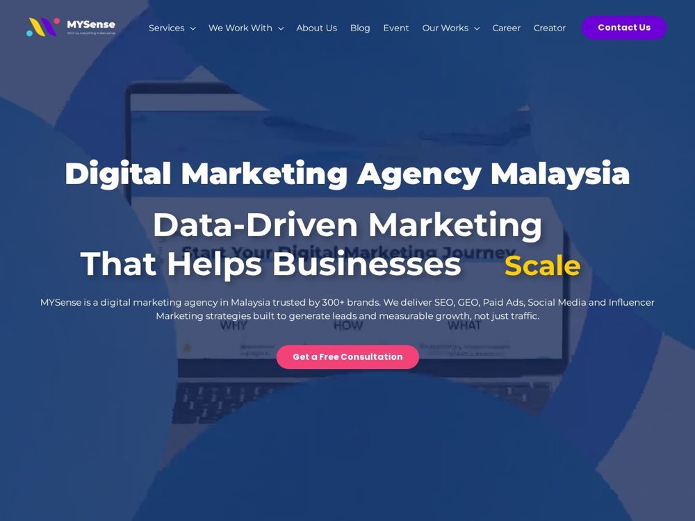 MYSense homepage, content-led SEO agency