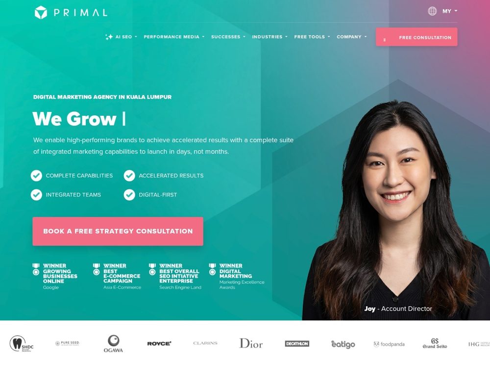 Primal Malaysia homepage, integrated search marketing
