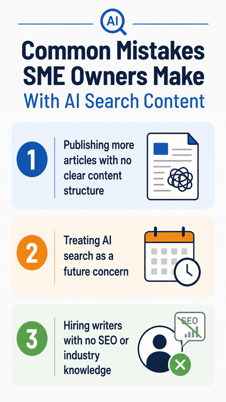 Mistakes SME owners make in AI search content